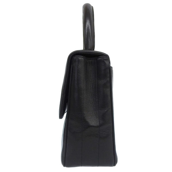 CHANEL Around 1995 Made Mademoiselle Stitch Turn-Lock Top Handle Bag Black