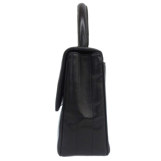 CHANEL Around 1995 Made Mademoiselle Stitch Turn-Lock Top Handle Bag Black