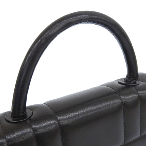 CHANEL Around 1995 Made Mademoiselle Stitch Turn-Lock Top Handle Bag Black