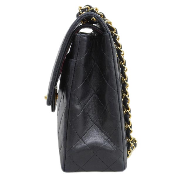 CHANEL Around 1985~1990 Made Classic Flap Turn-Lock Chain Bag Black