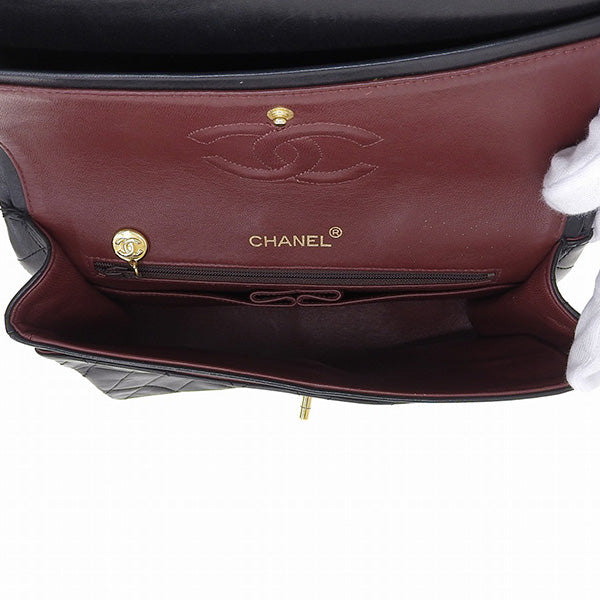CHANEL Around 1990 Made Classic Flap Turn-Lock Chain Bag Black