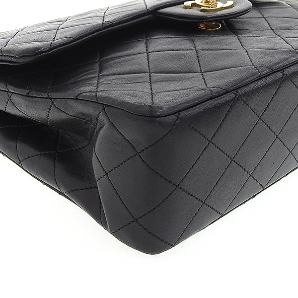 CHANEL Around 1990 Made Classic Flap Turn-Lock Chain Bag Black