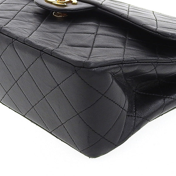 CHANEL Around 1990 Made Classic Flap Turn-Lock Chain Bag Black