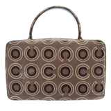 CHANEL Around 2001 Made Velour Logo Pattern Turn-Lock Top Handle Bag Brown