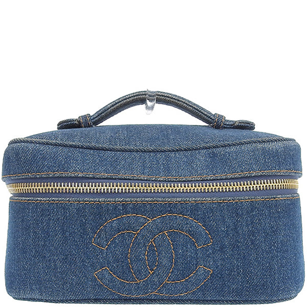 CHANEL Around 1997 Made Denim Cc Mark Stitch Vanity Indigo