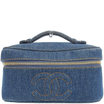 CHANEL Around 1997 Made Denim Cc Mark Stitch Vanity Indigo