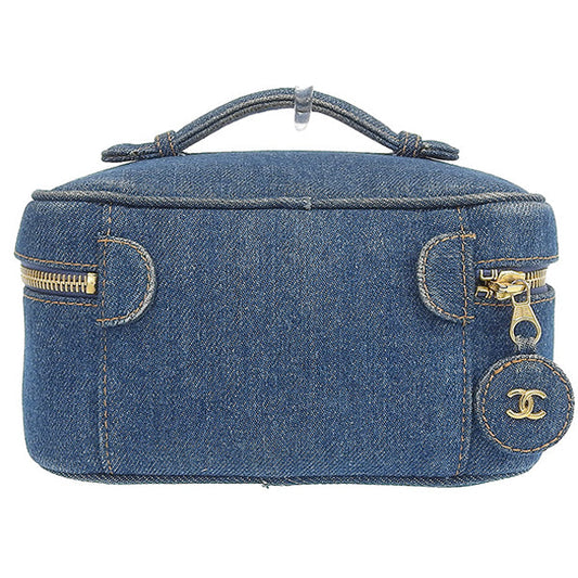 CHANEL Around 1997 Made Denim Cc Mark Stitch Vanity Indigo