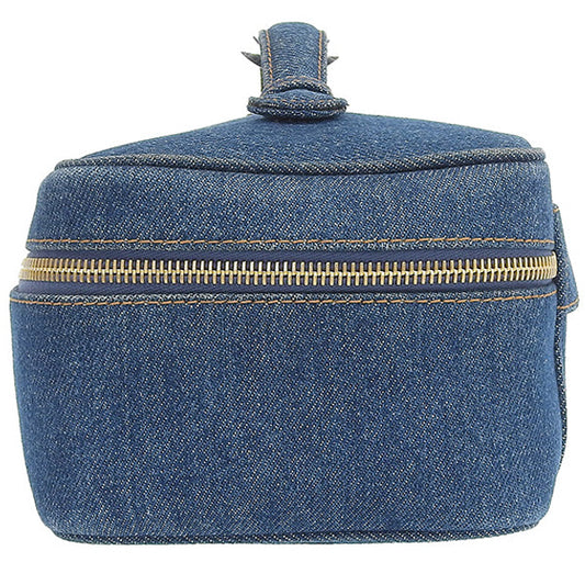 CHANEL Around 1997 Made Denim Cc Mark Stitch Vanity Indigo