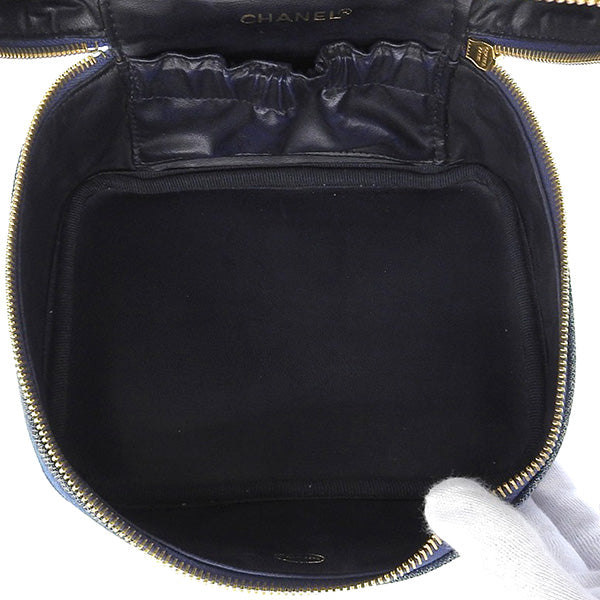 CHANEL Around 1997 Made Denim Cc Mark Stitch Vanity Indigo