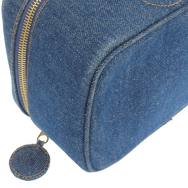 CHANEL Around 1997 Made Denim Cc Mark Stitch Vanity Indigo
