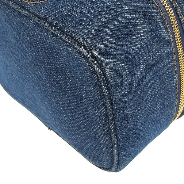 CHANEL Around 1997 Made Denim Cc Mark Stitch Vanity Indigo