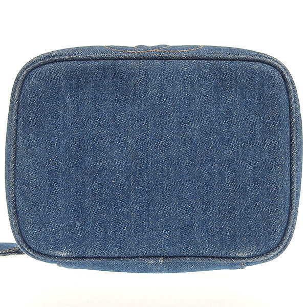 CHANEL Around 1997 Made Denim Cc Mark Stitch Vanity Indigo