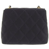 CHANEL Around 1997 Made Silk Satin Camellia Motif Mini Chain Bag Black