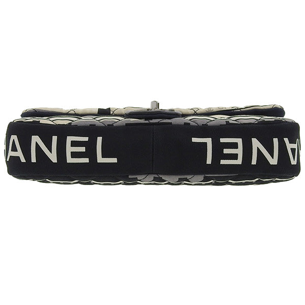 CHANEL Around 2005 Made Canvas Central Station Classic Flap Chain Bag Black/White/Multi