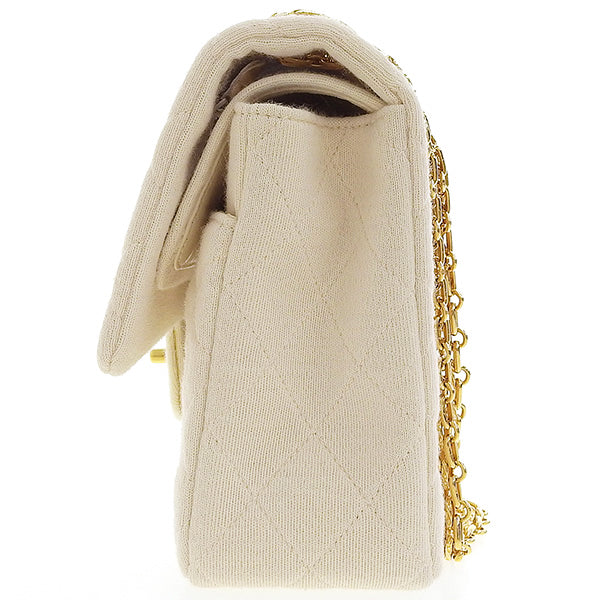 CHANEL Around 1995 Made Wool Classic Flap Chain Bag 25Cm Ivory