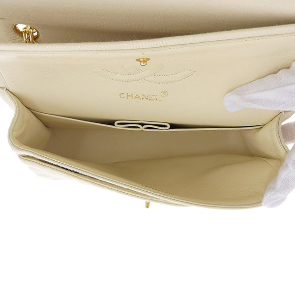 CHANEL Around 1995 Made Wool Classic Flap Chain Bag 25Cm Ivory