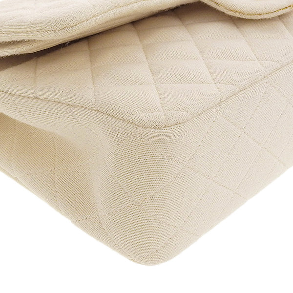 CHANEL Around 1995 Made Wool Classic Flap Chain Bag 25Cm Ivory