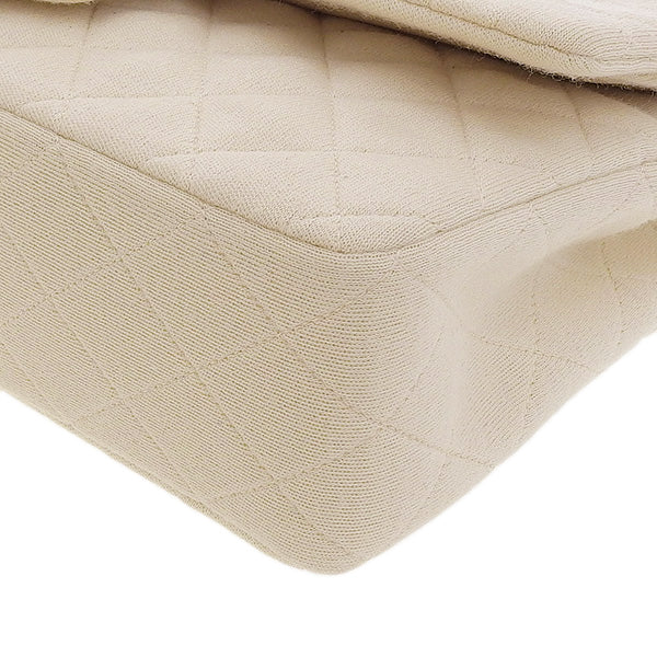 CHANEL Around 1995 Made Wool Classic Flap Chain Bag 25Cm Ivory
