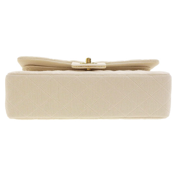 CHANEL Around 1995 Made Wool Classic Flap Chain Bag 25Cm Ivory