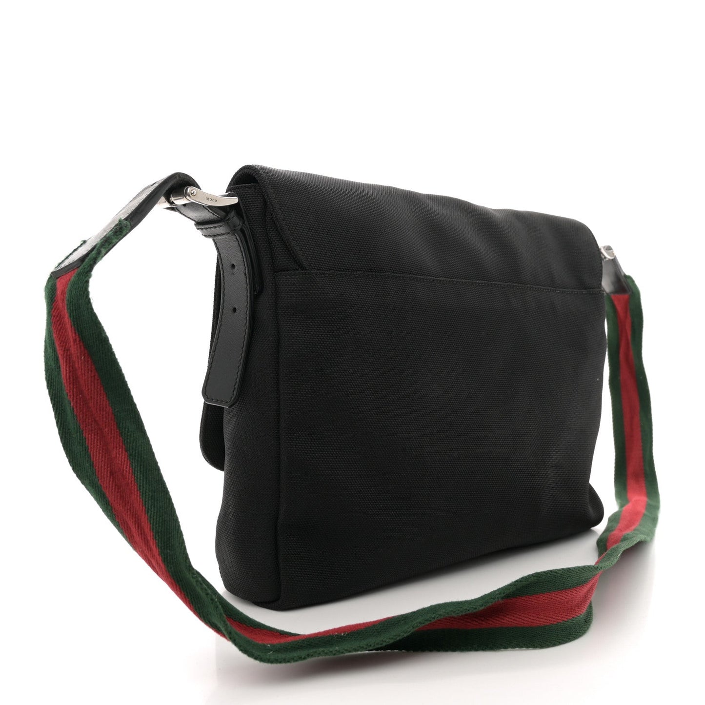 Amelia Techno Canvas Web Large Flap Messenger Bag Black