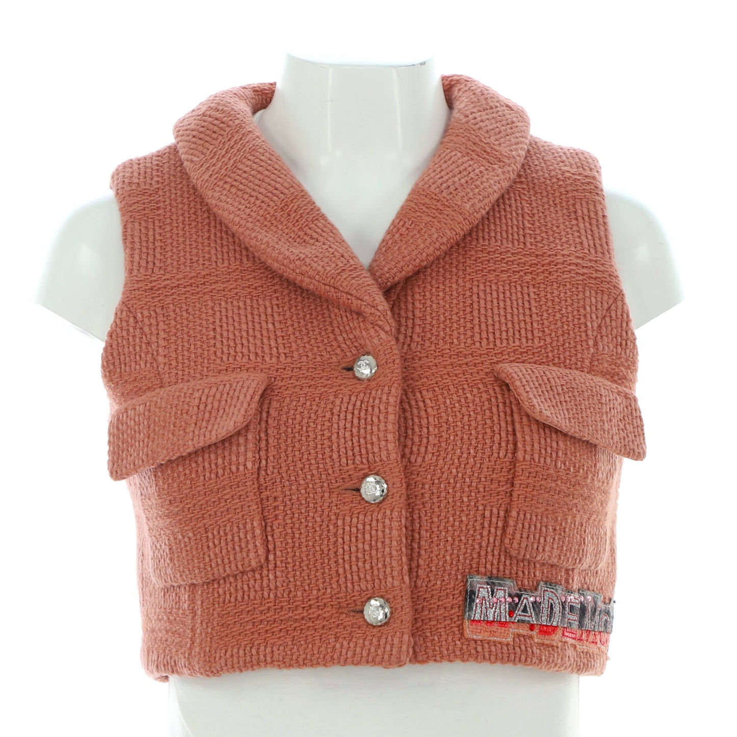 Women's Patch Button Up Vest Wool Blend