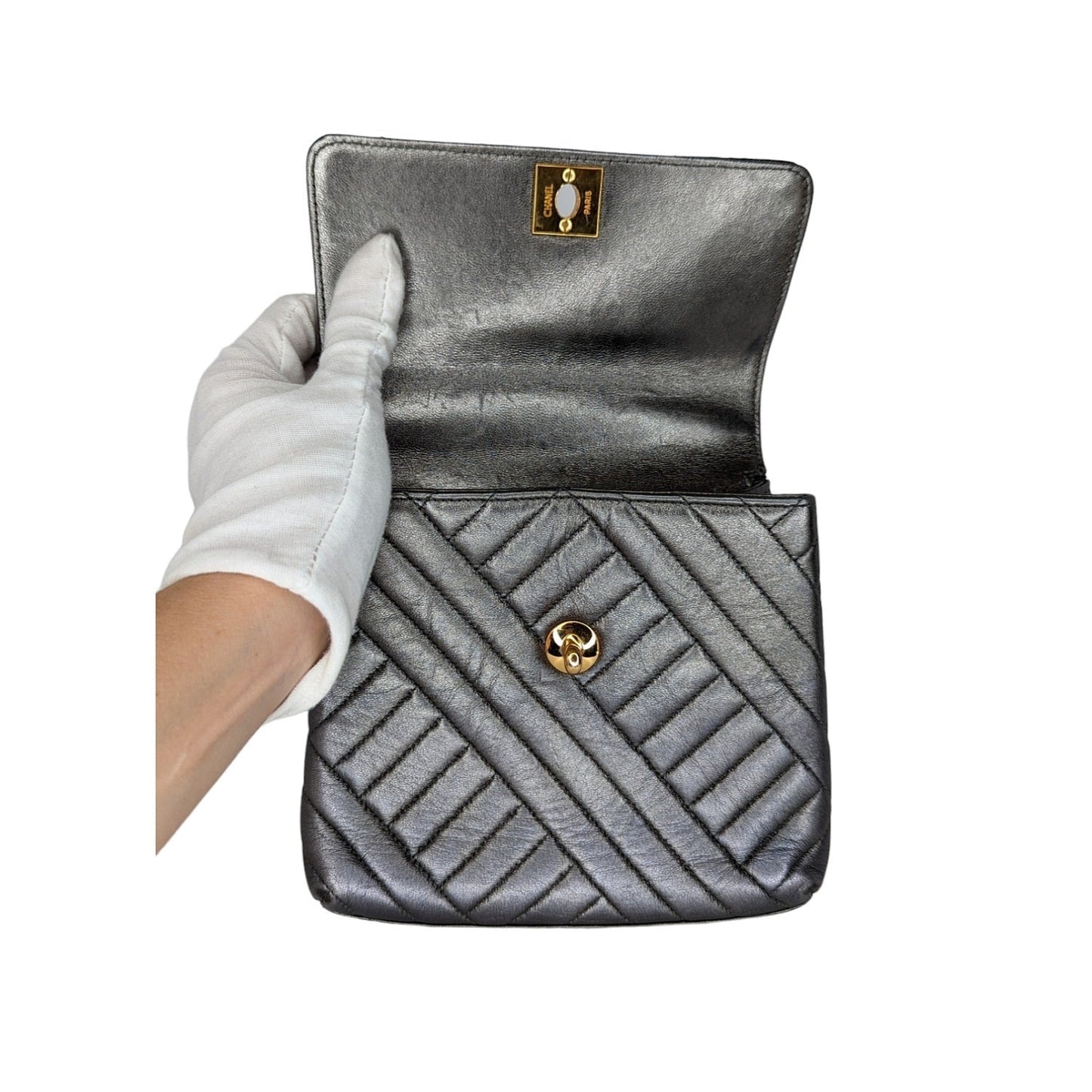 Chanel   Chevron Quilted Square Flap Bag
