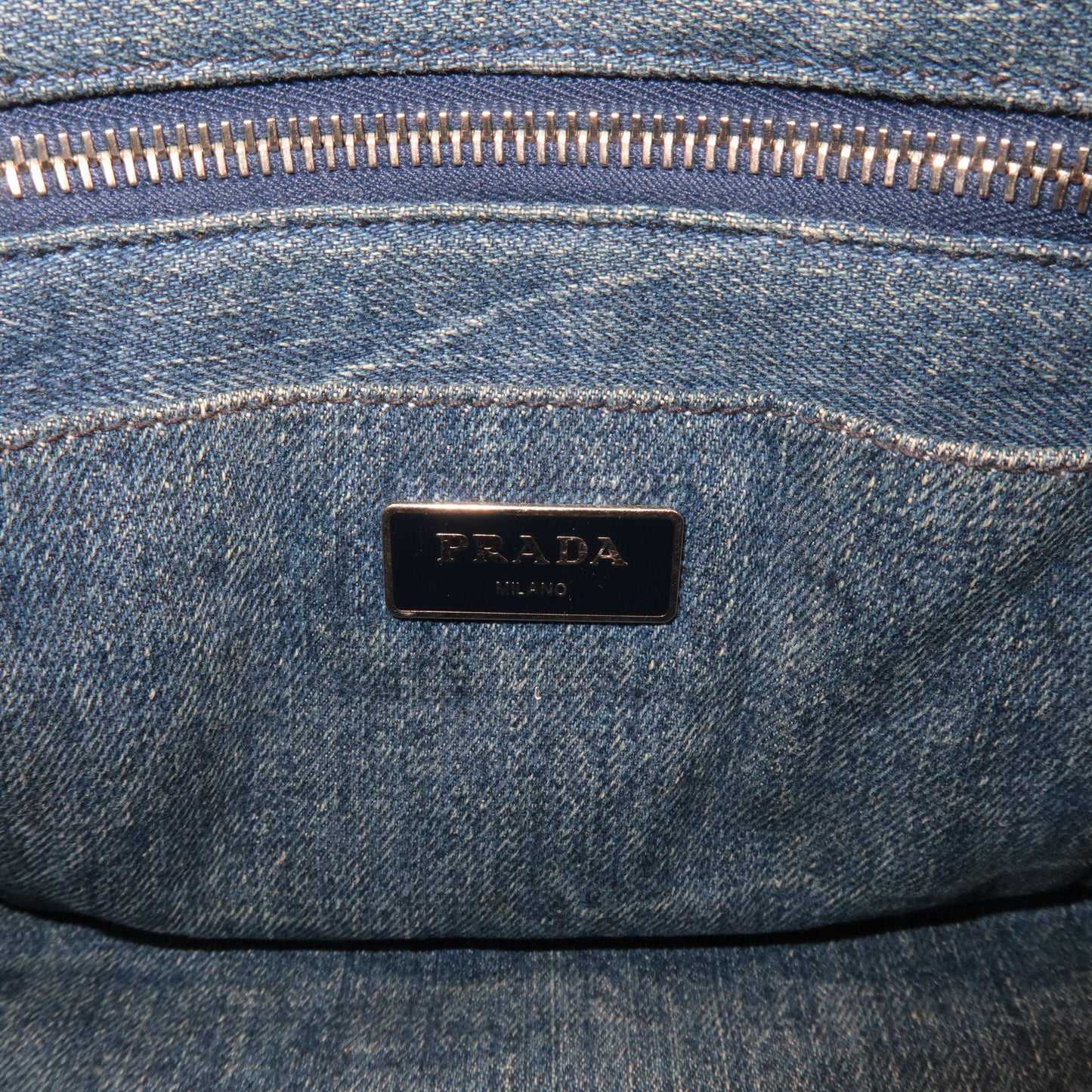 Prada Denim Bijou Canapa Mini Canvas 2Way Hand Bag Blue 1BG439