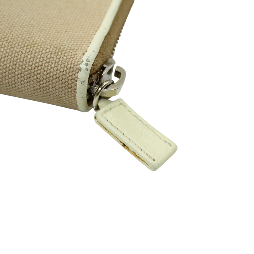 Prada   Logo Canvas Zip Around Wallet