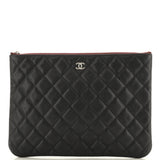 CHANEL O Case Clutch Quilted Caviar Medium
