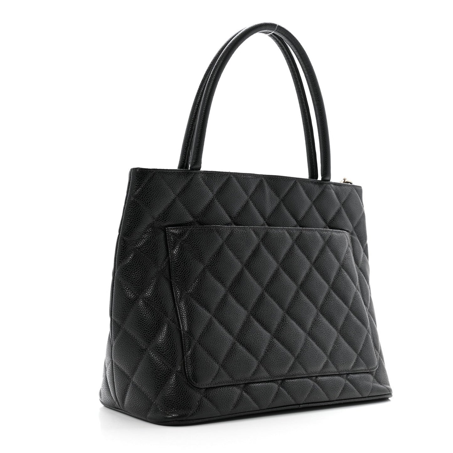 Amelia Caviar Quilted Medallion Tote Black