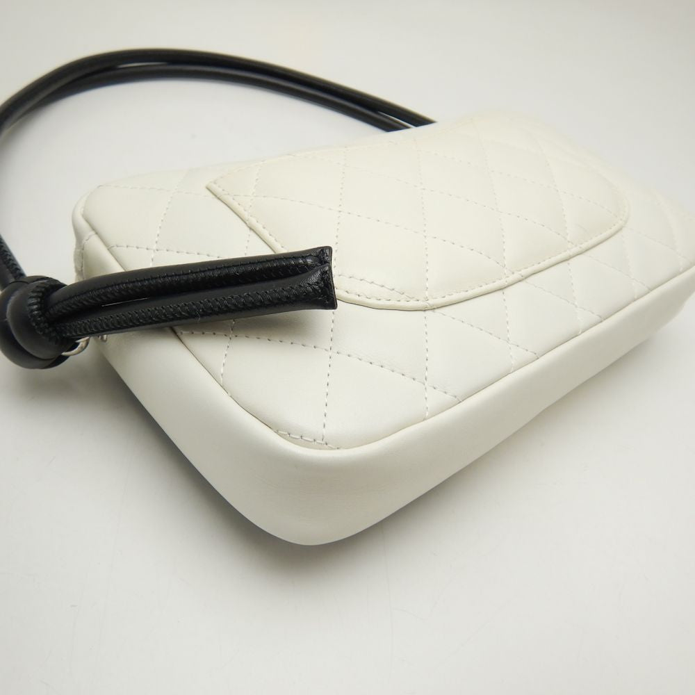 Chanel Shoulder Pouch Bag Cambon Line Calf Black White