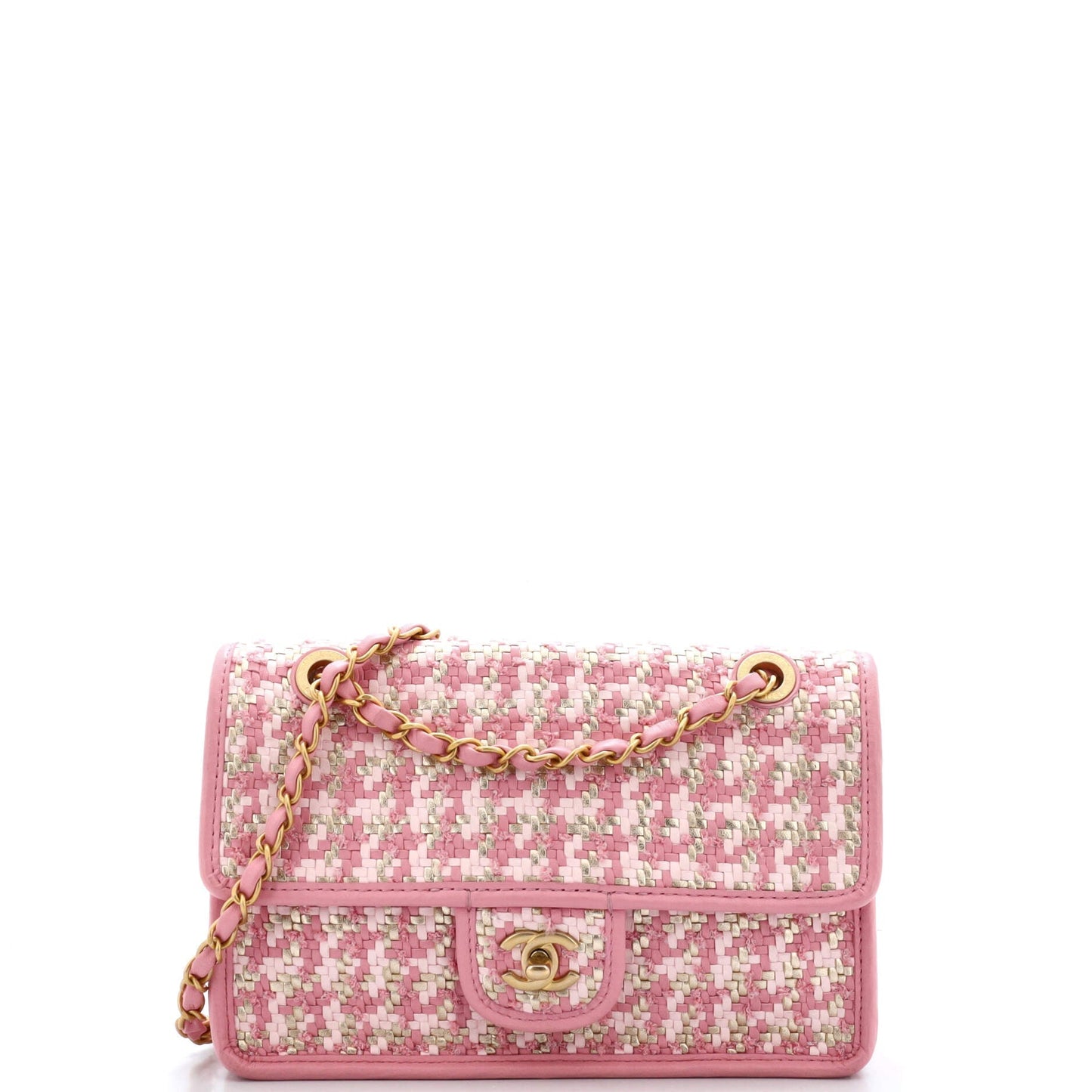 CHANEL Classic Single Flap Bag Woven Lambskin and Viscose Small