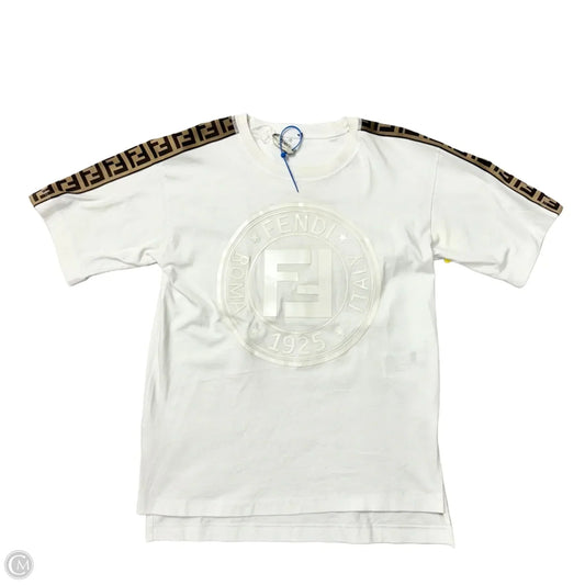 Top Short Sleeve Luxury Designer By Fendi In Cream & White, Size: Xs