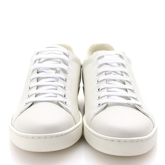 Amelia Calfskin InterLocking G Perforated Womens Ace Sneakers 38.5 White Grey Sky