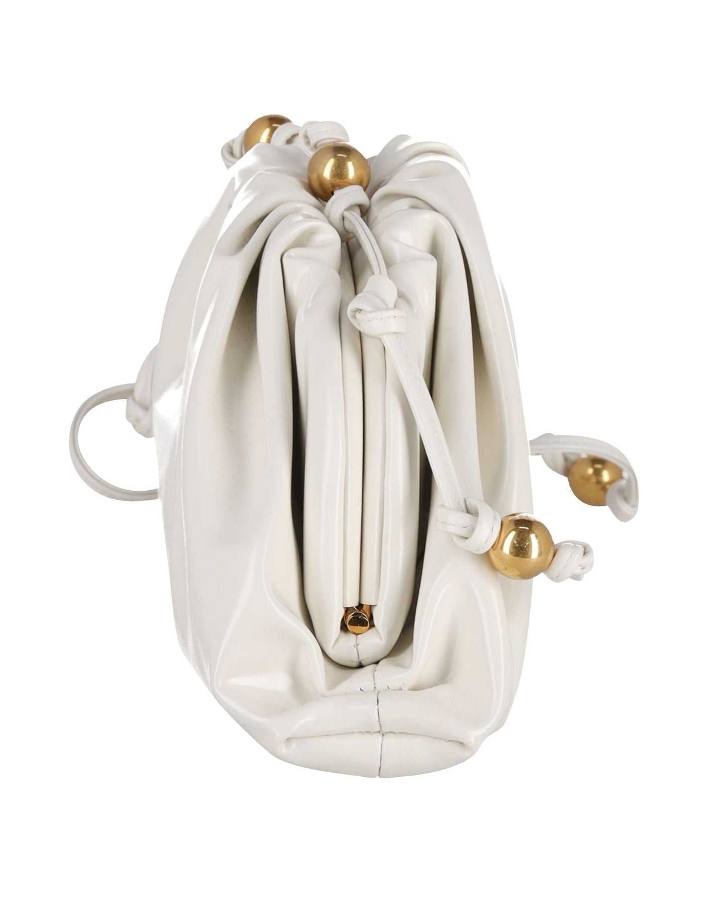 Bottega Veneta Mini Pouch Clutch in White Patent Leather