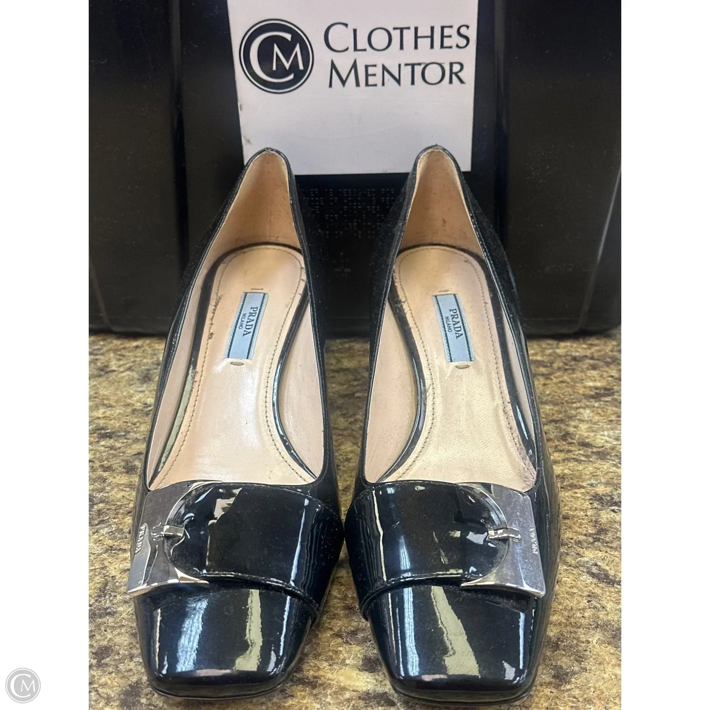 Shoes Heels Block By Prada In Black, Size: 39
