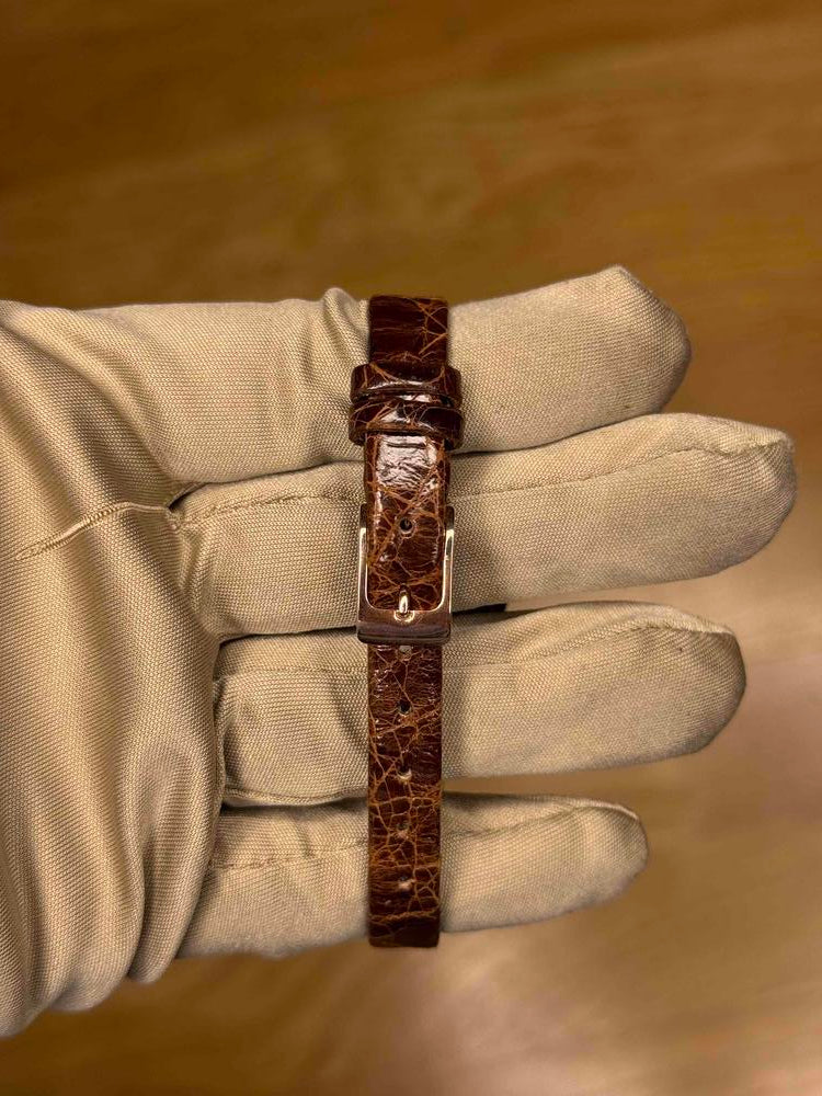 Burberry Plaid Pattern Rose Plated Brown Leather Strap