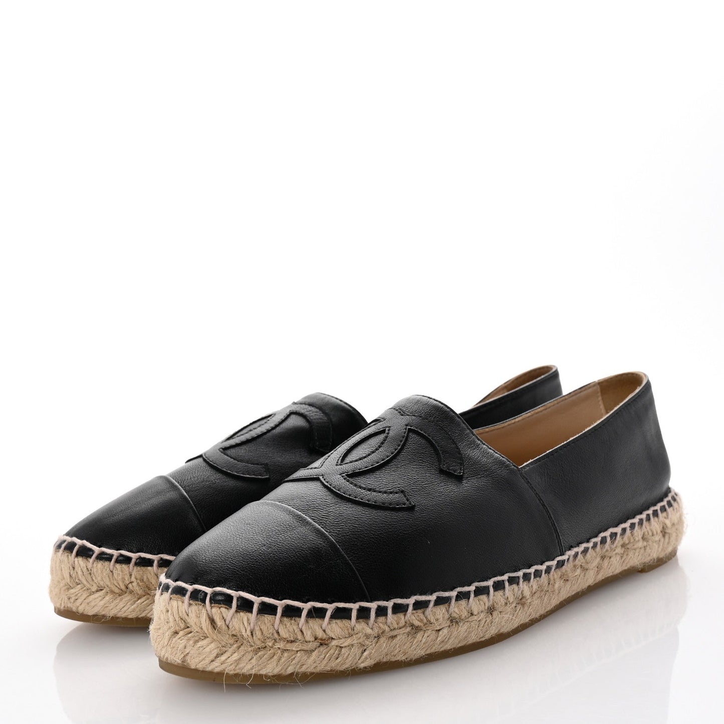 Amelia Lambskin CC Espadrilles 39 Black
