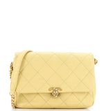 CHANEL Chain Melody Flap Bag Quilted Caviar Small