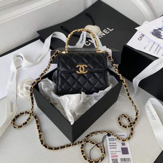 CHL -  Clutch With Chain Gold Hardware Black For Women Handbags, Shoulder Bags 5.7in/14.5AmeliaAP2945