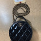 Handle with Care Round Vanity Case with Chain Quilted Patent Small
