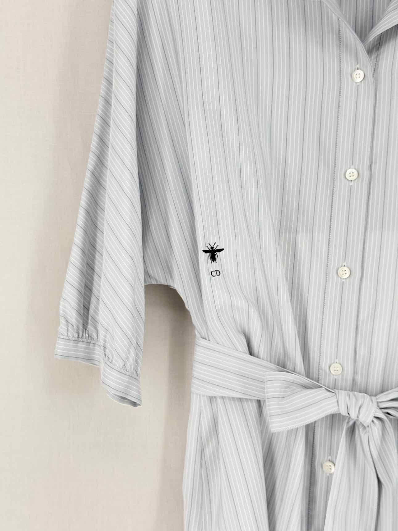 CHRISTIAN DIOR Grey & Blue Pinstripe Size US 6 Blo