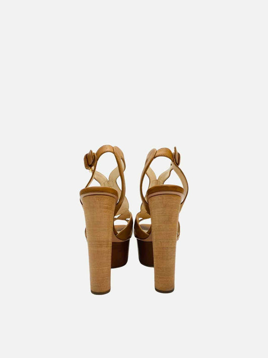 PRADA Strappy Tan Size EU 36.5 Heeled Sandals