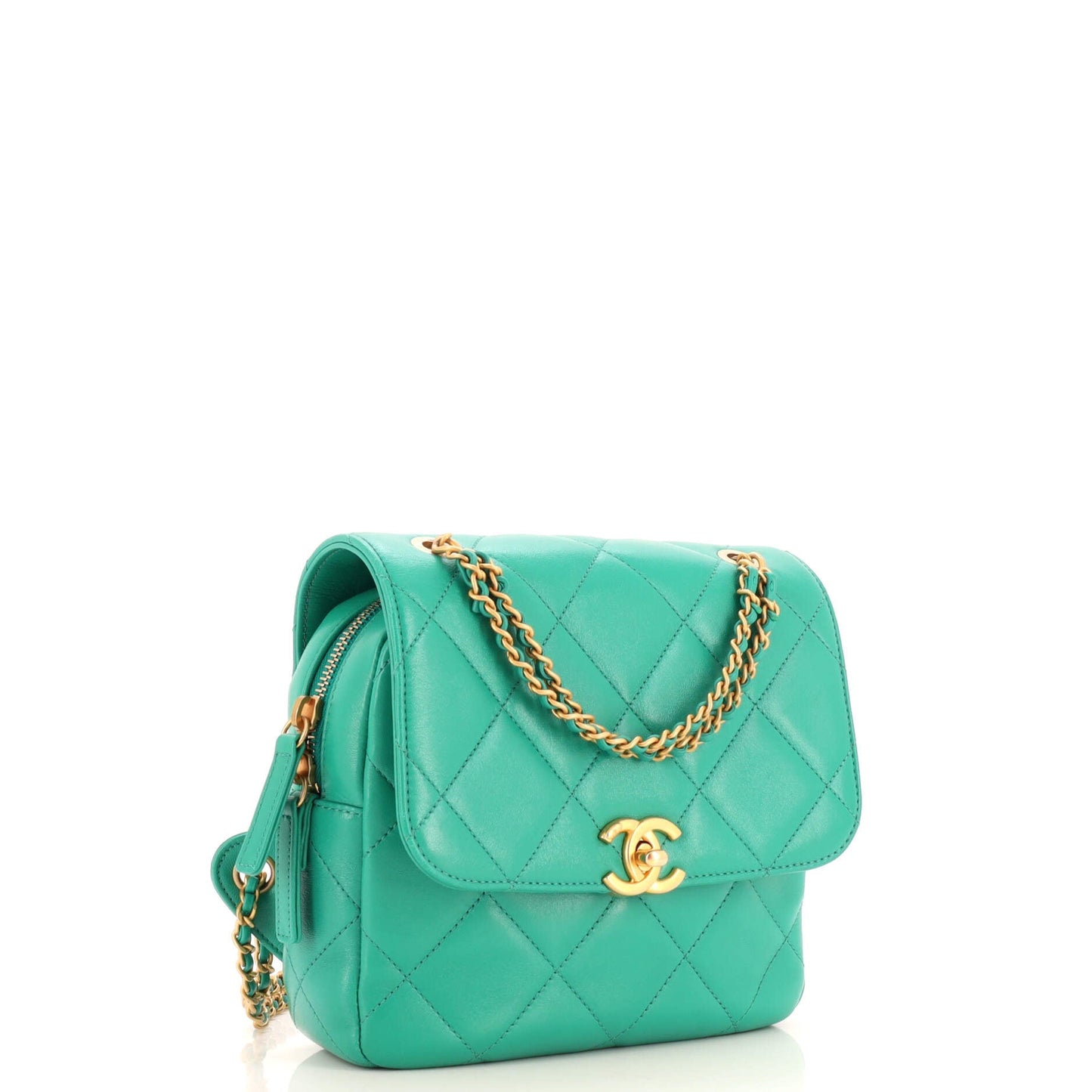 Chain Melody Flap Backpack Quilted Lambskin Small