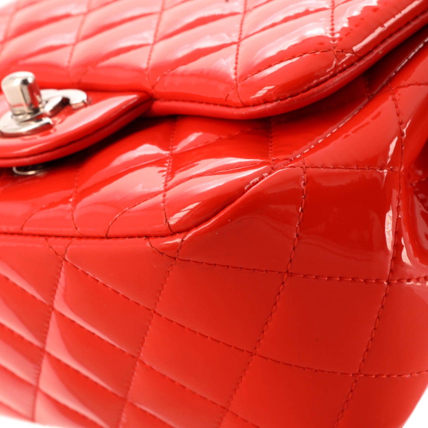 Square Classic Single Flap Bag Quilted Patent Mini
