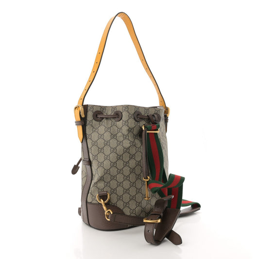 Amelia GG Supreme Monogram Neo      Drawstring Bucket Backpack Beige New Acero Crop
