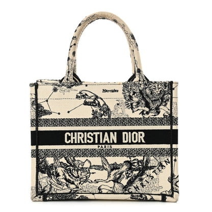 Christian Dior Canvas Embroidered Small Zodiac Toile De Jouy Book Tote Latte
