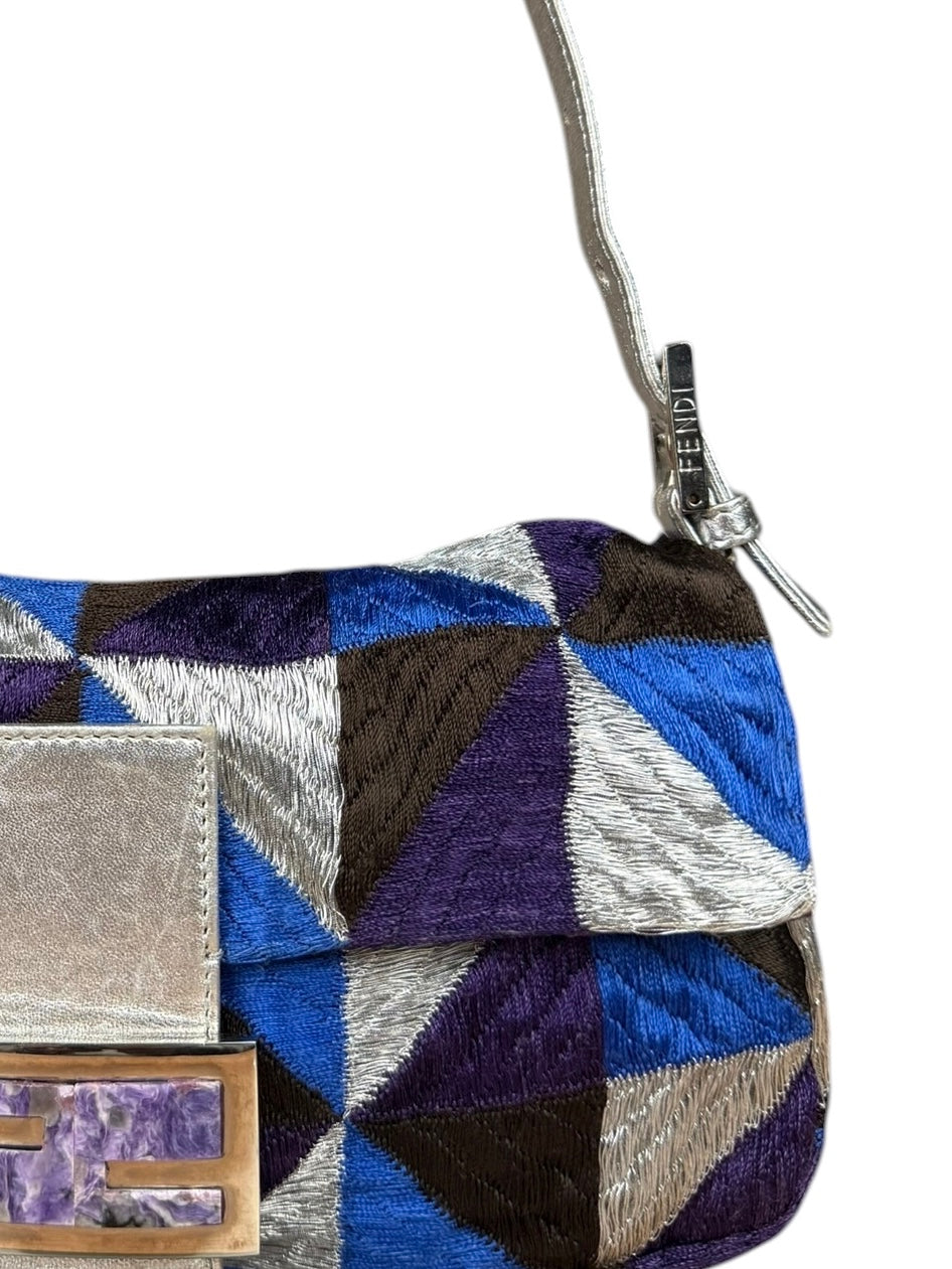 Fendi   Embroidered Patchwork Baguette