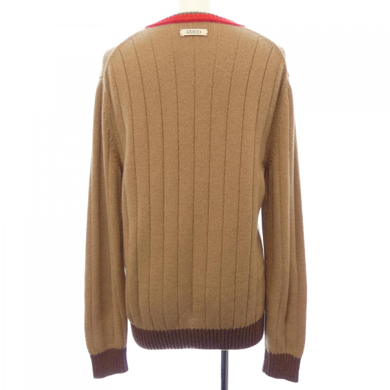 Gucci Web Stripe Camel Wool Sweater