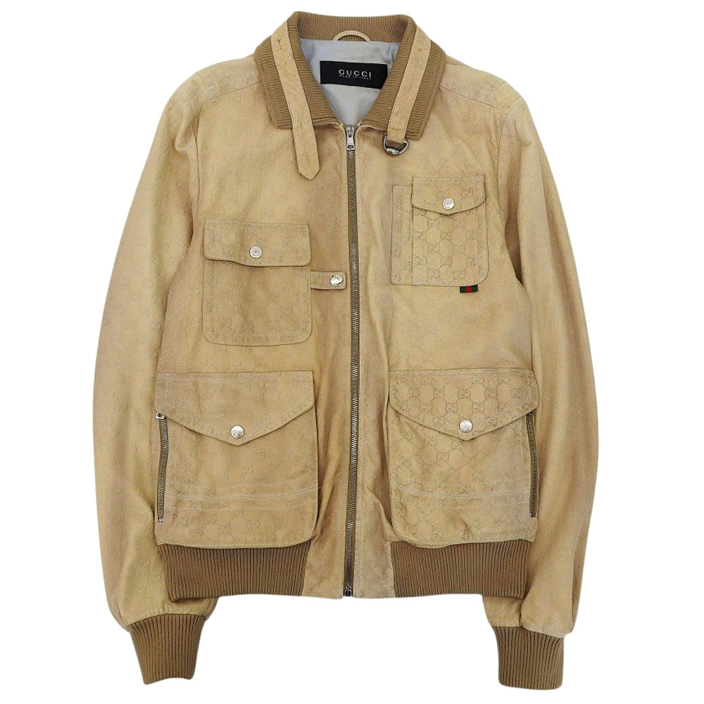 Gucci GG Pattern Lamb Leather Jacket